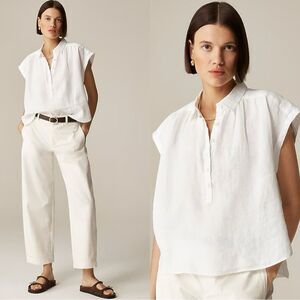 NWT J CREW New Capitaine shirt in Baird McNutt Irish linen in white